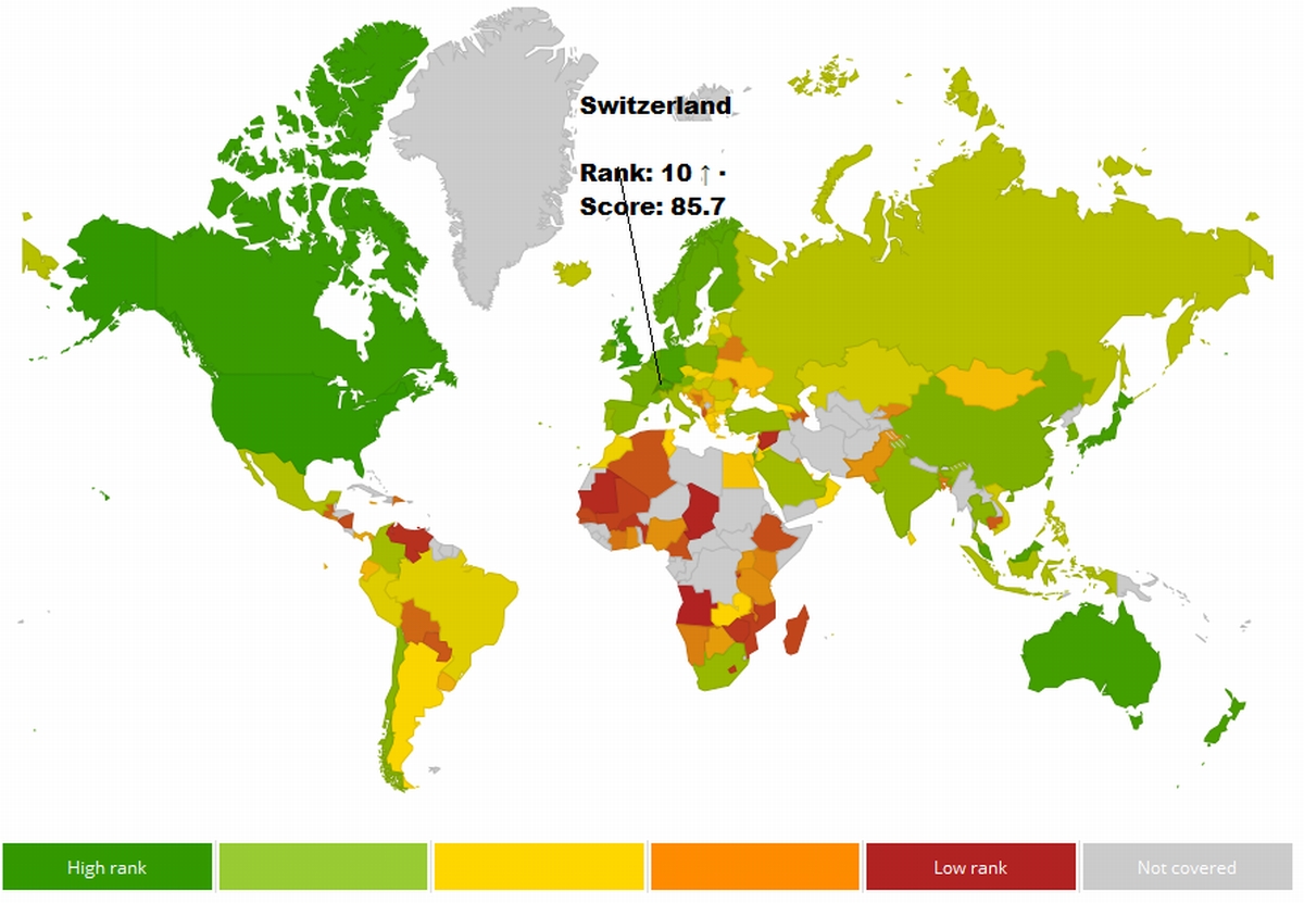 Map showing country attractiveness index