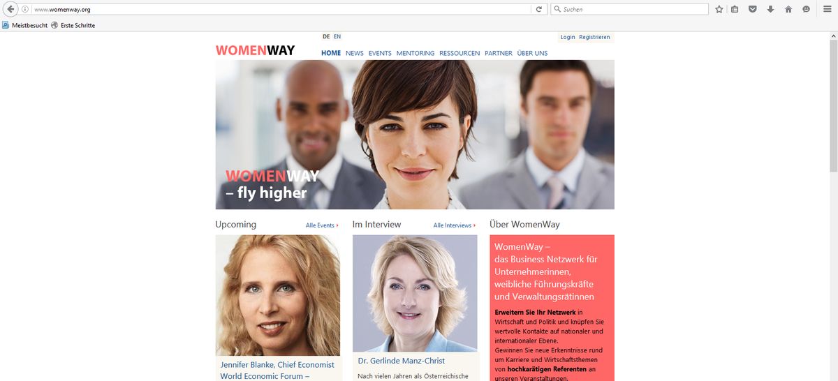 Screenshot Womenway website